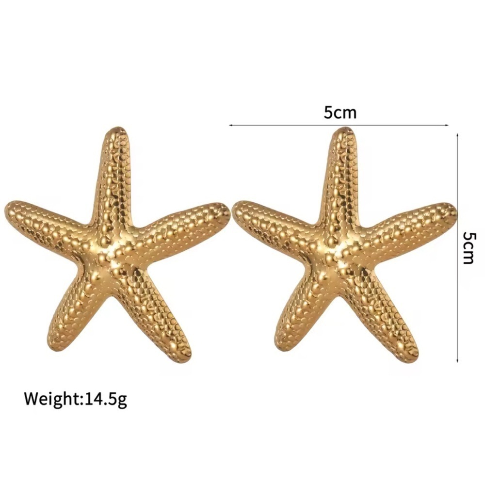 Starfish 18K Gold Stainless Steel Waterproof Earrings - Picture 2 of 4